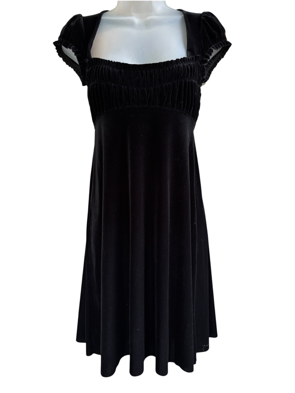 Free People Velvet Faerie Dress Black XS Whimsigoth Grunge Vamp Renaissance EUC